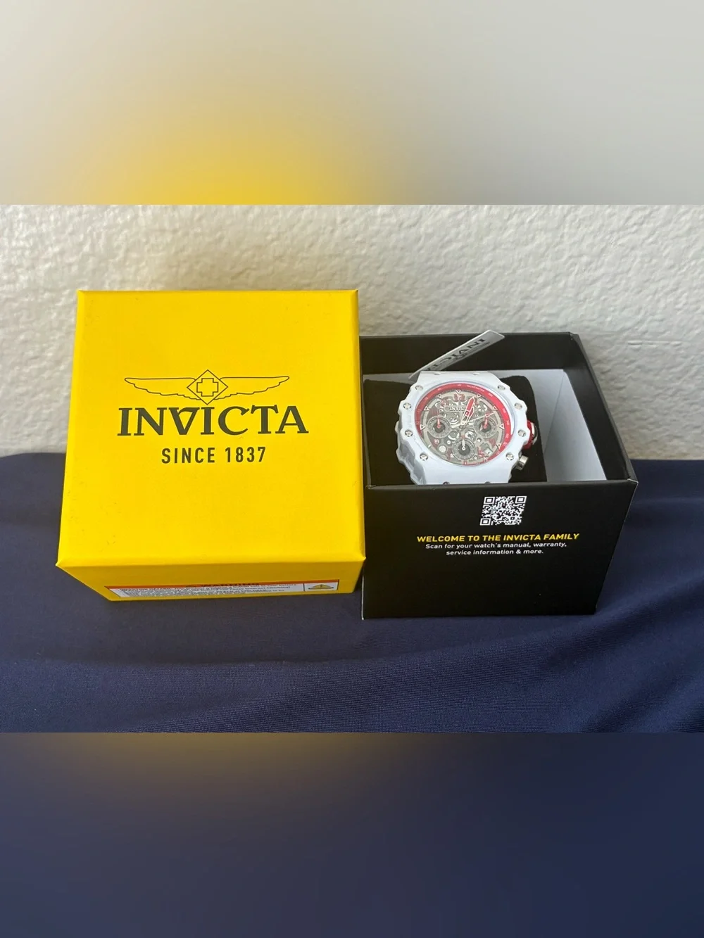 Invicta White and Red Skeleton Chronograph Watch